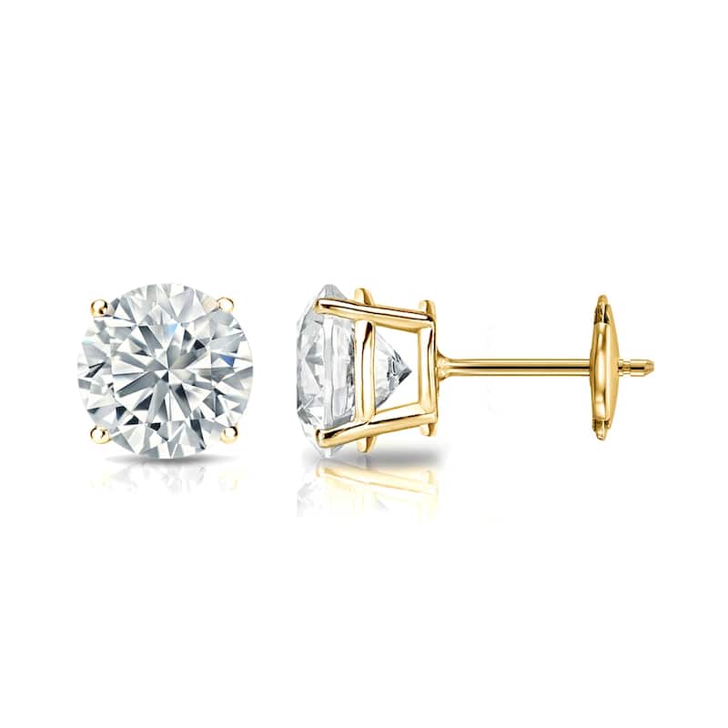 Vault Classic 1.50ct TW Natural Diamond 4-Prong Studs Guardian-Back (I VS2) - Yellow