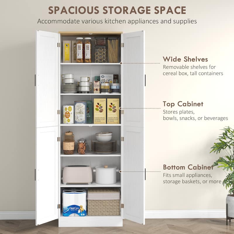 67" Freestanding Kitchen Pantry Cabinet