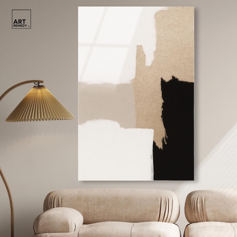 Beige and Black III Acrylic by Art Remedy, Ready to Hang