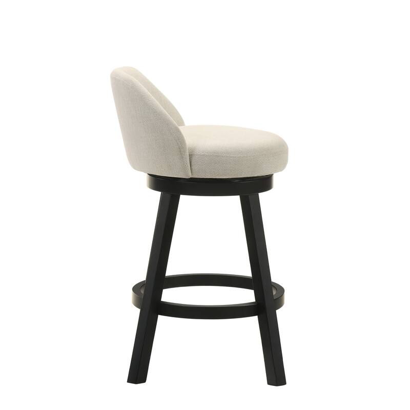 Erika Upholstered Swivel Bar Stool, Counter Height Barstool with Fabric Seat