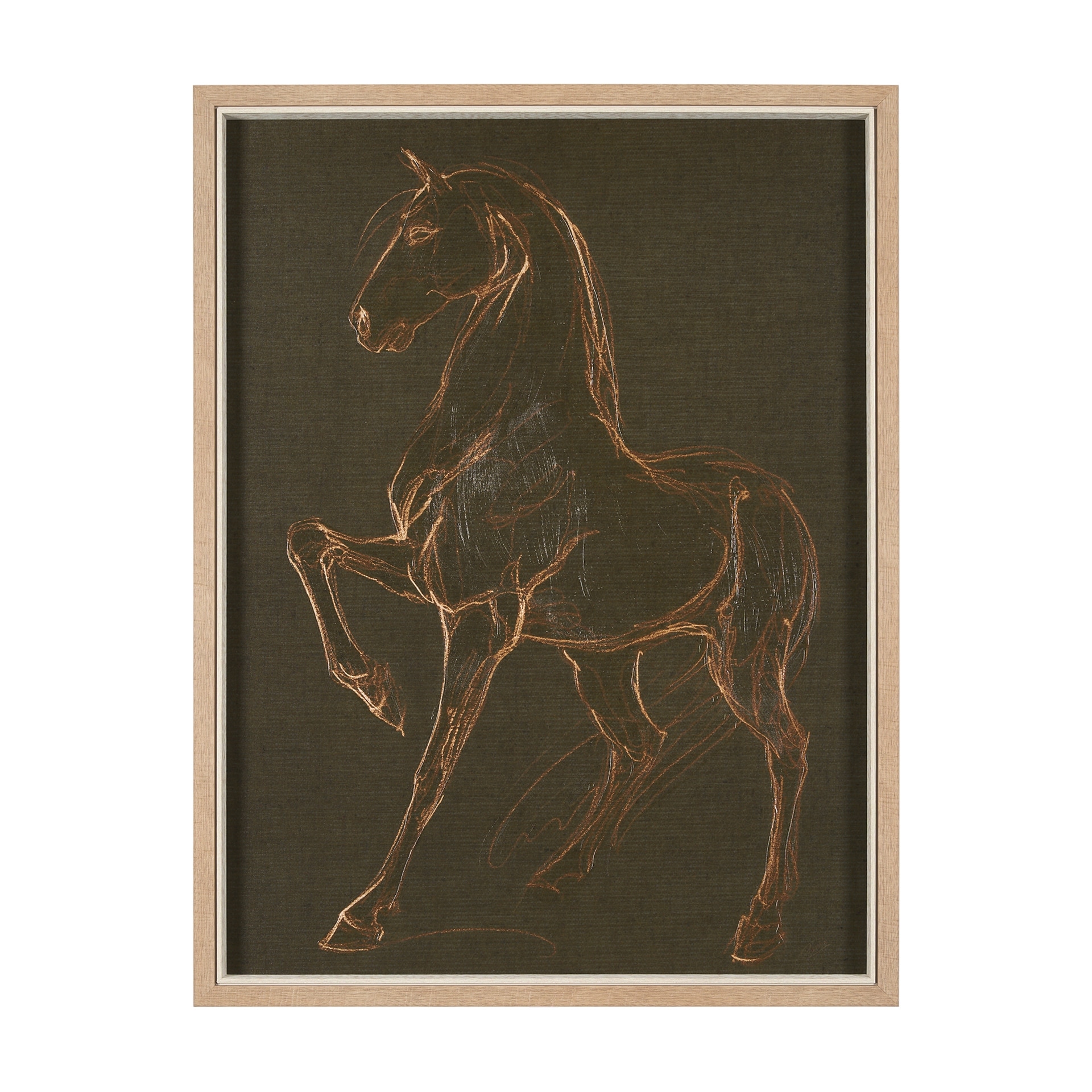 Horse IV Olive by Mercana Studio a Hand Embellished Textured Framed Art Print