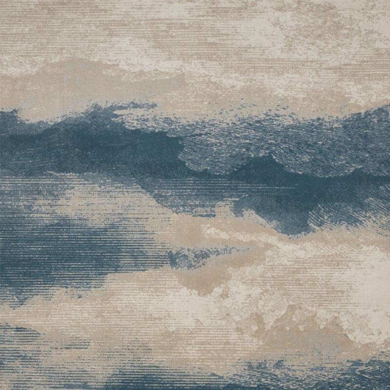 Power Loomed Abstract Modern Non Skid Stain Resistant Area Rug - 126' X '94' X '0.5