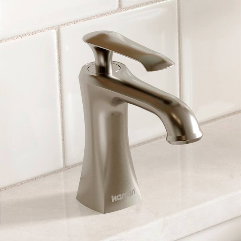 Karran Woodburn Single Hole Single Handle Bathroom Faucet with Matching Pop-Up Drain