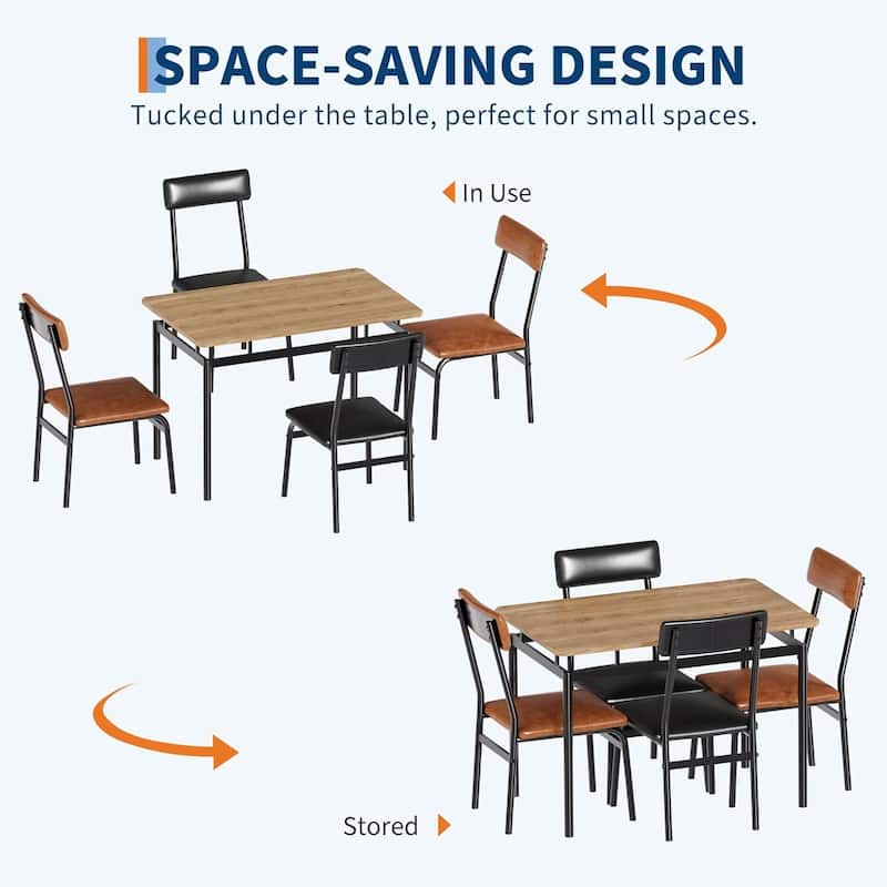 Kitchen Dining Table Set for 4 with Chairs for Kitchen Room and Small Spaces