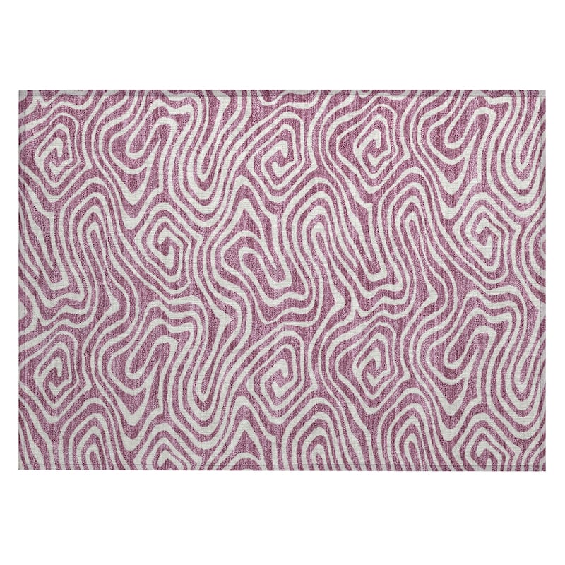 Machine Washable Indoor/ Outdoor Abstract Modern Chantille Rug