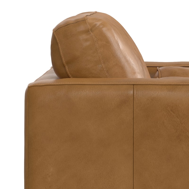 WYNDENHALL Brixley 43 inch Wide Mid-Century Modern Accent Chair in Top Grain Genuine Leather - 42.9" W x 38.25" D x 34" H