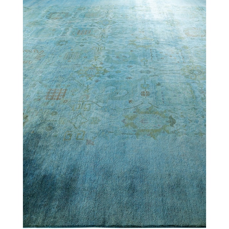 Overdyed, One-of-a-Kind Hand-Knotted Area Rug - Blueish - 12' 1" x 15' 2"