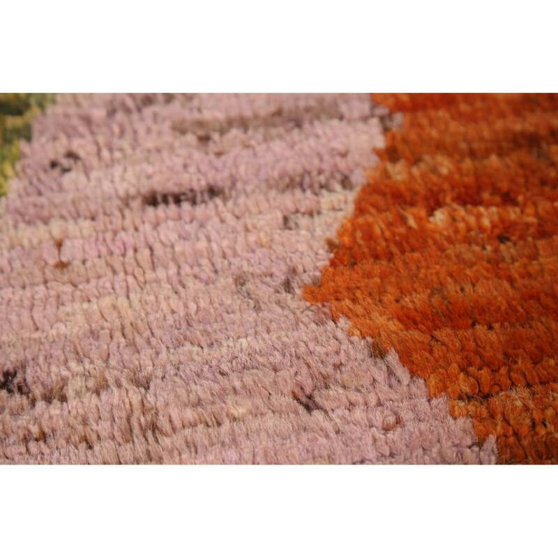 Orange Moroccan Area Rug Hand-Knotted Oriental Wool Carpet - 6'7" x 9'9"
