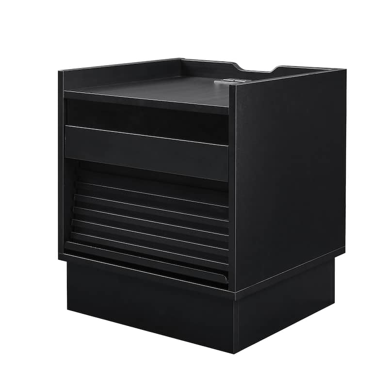 Roomfitters Modern Nightstand with Charging Station, Bedside Table with Storage and Power Outlets for Bedroom