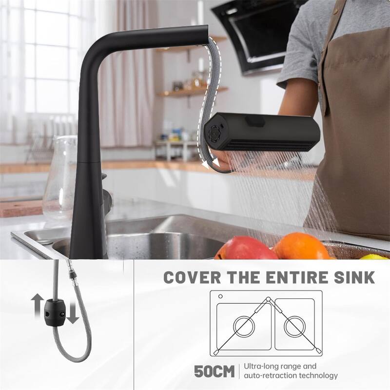Waterfall Kitchen Faucet w/Temperature Display,Single Handle Faucet