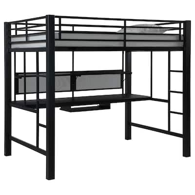 Avalon Contemporary Black Full Workstation Loft Bed