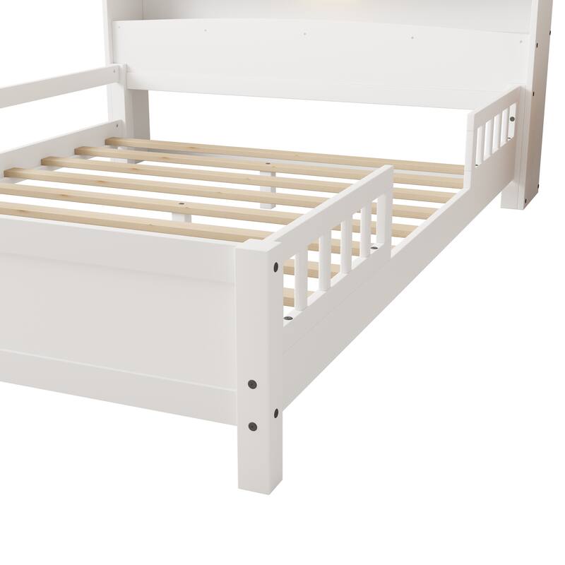 Platform Bed with Built-in LED Light - White - Full