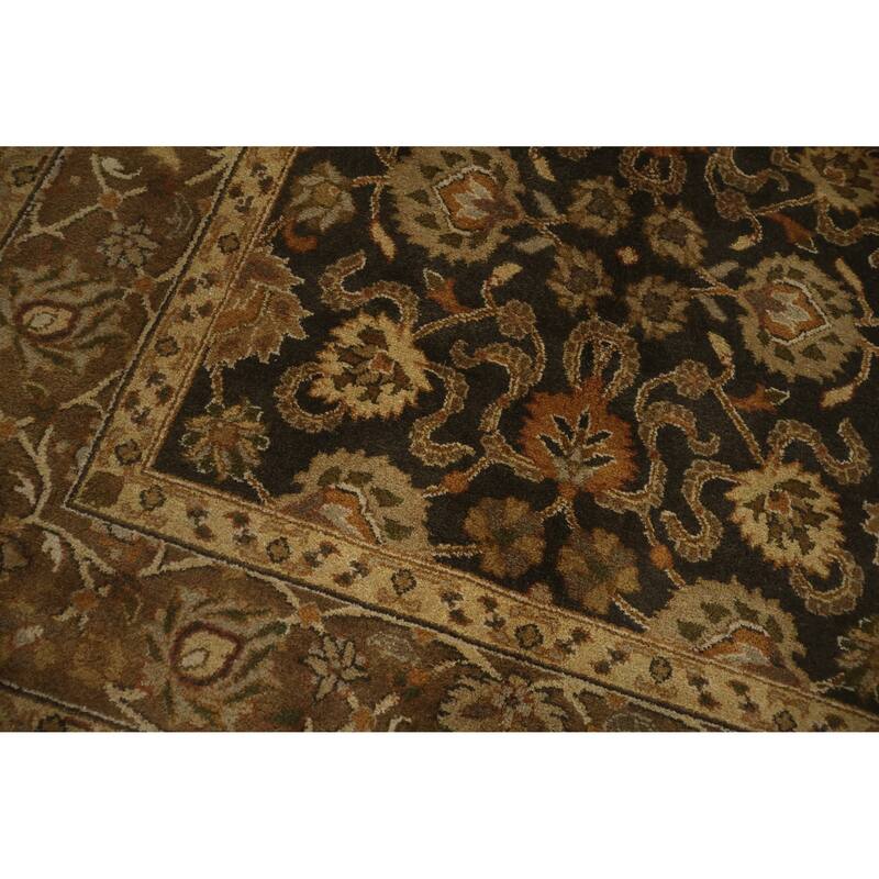 Hand Knotted Oriental 100% Wool Carpet Traditional All-Over Greys & Charcoal Agra Area Rug - 8' 10'' X 5' 10''