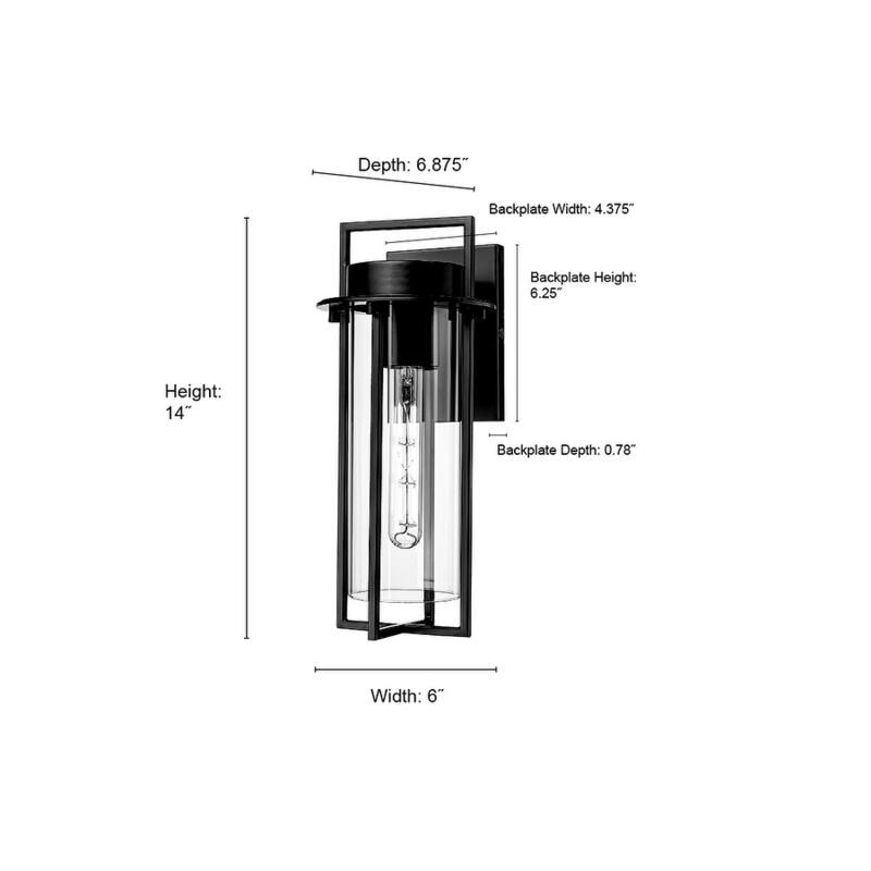 Millennium Lighting Russell 1 Light Outdoor Wall Sconce in Powder Coat Black