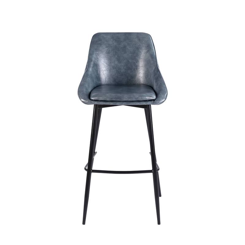 Porthos Home Umi Bar Stools Set of 2, PU Leather Upholstery, Iron Legs