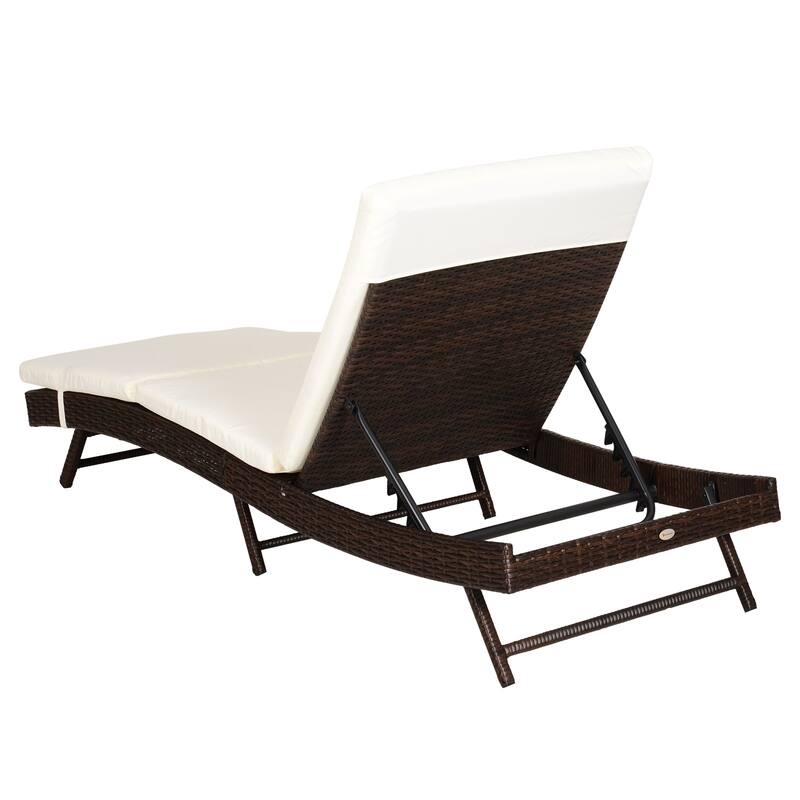 Outsunny 5 Position Adjustable Outdoor PE Rattan Wicker Chaise Patio Louge Chair