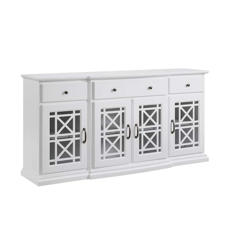 Classic Fretwork Detailed Glass-Door Sideboard