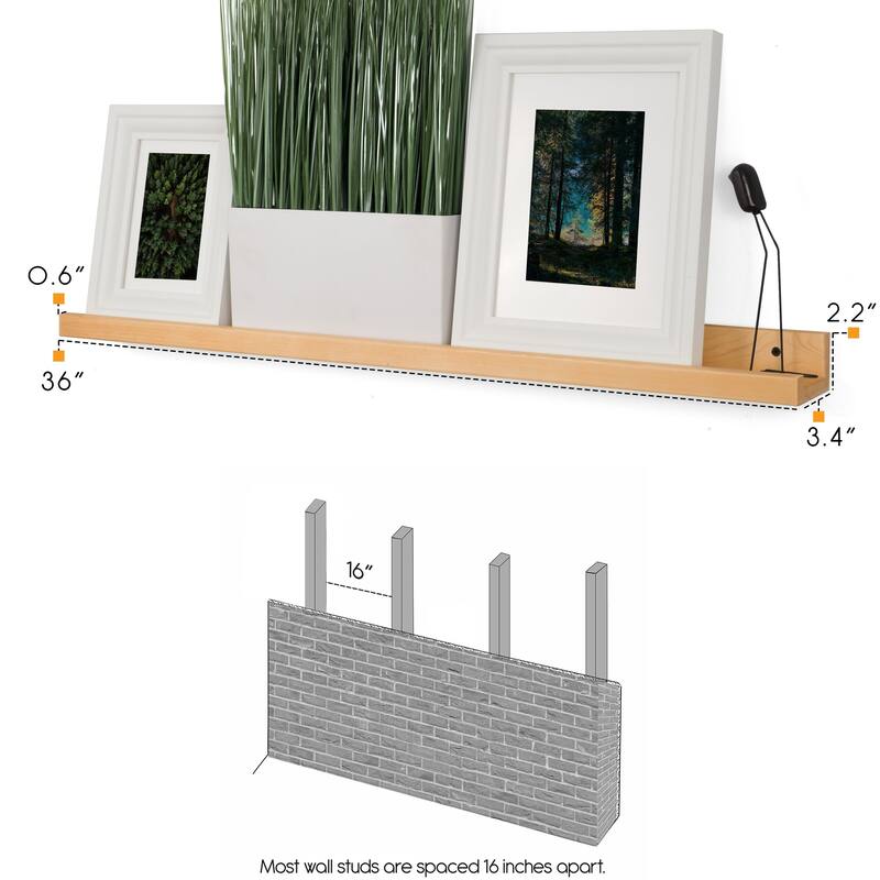 Rustic State Ted Picture Ledge Set of 2 Wall Mounted Shelves 36 Inch