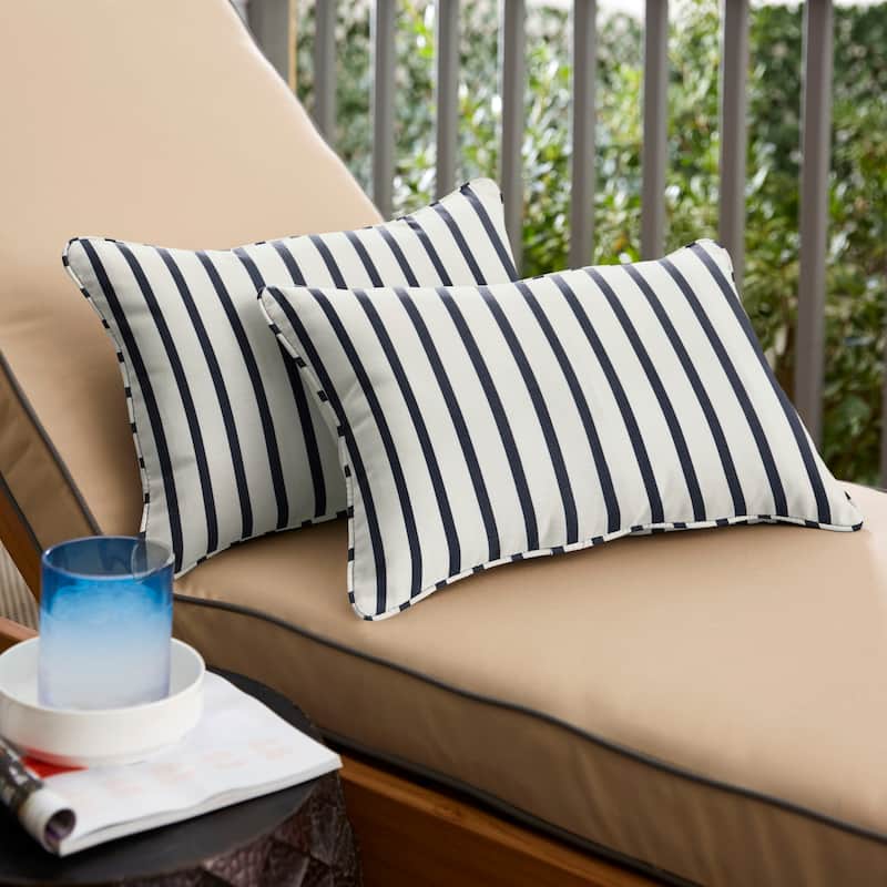 Sunbrella Lido Indigo Corded Indoor/ Outdoor Pillows (Set of 2) - 12 in x 18 in