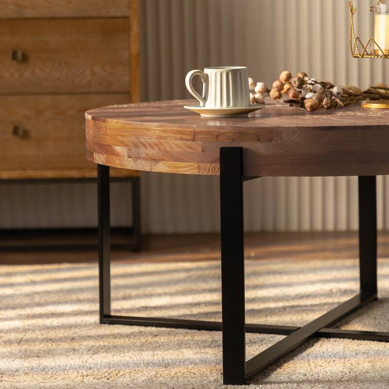 33.86"Modern Retro Splicing Round Coffee Table