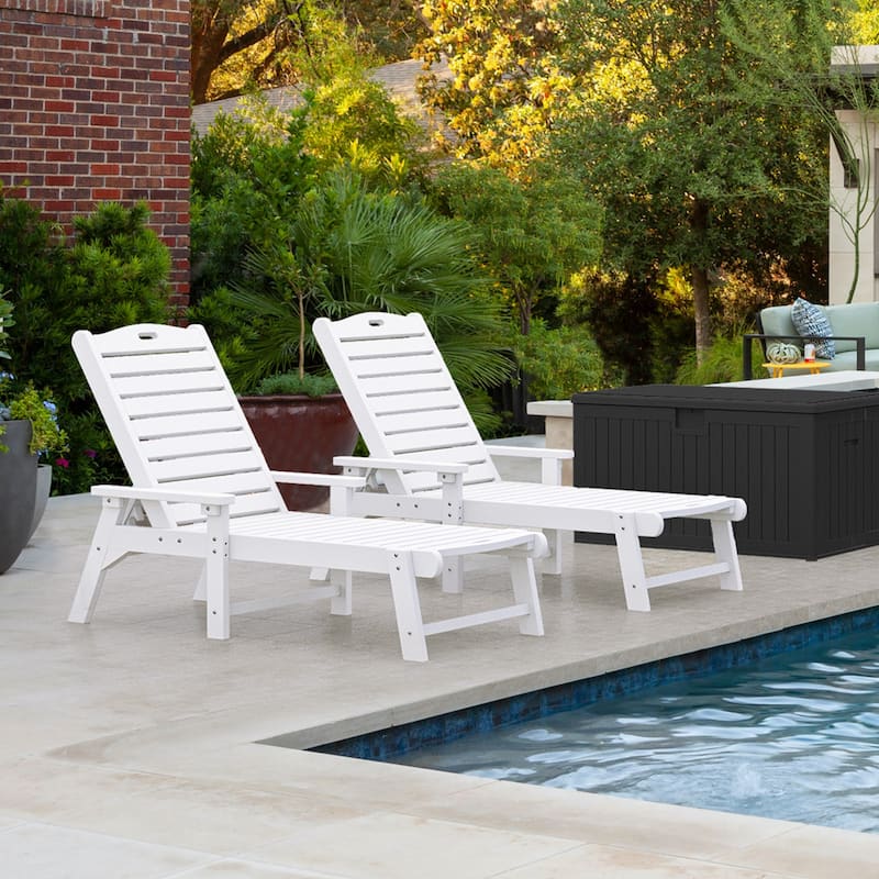 78.7" Long Reclining Outdoor Chaise Lounge