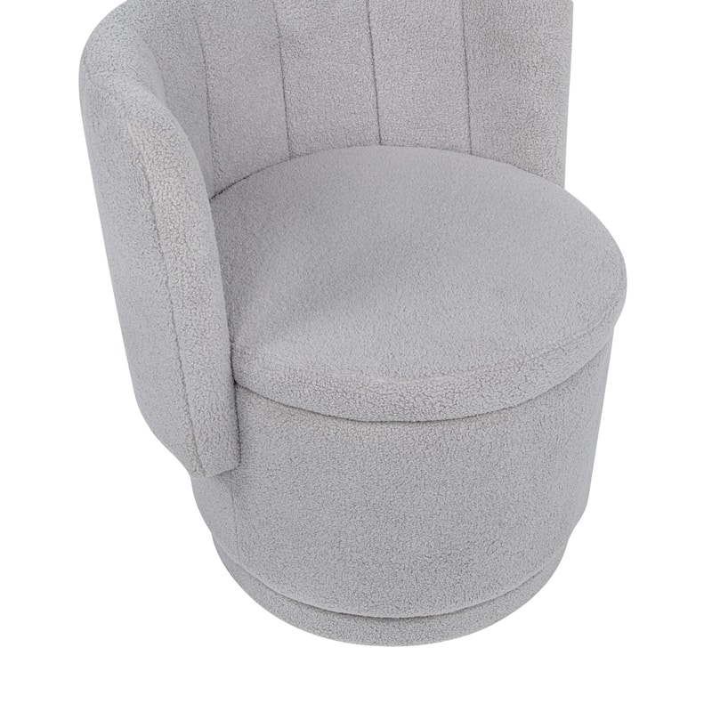Swivel Accent Chair with Curved Backrest, Boucle Upholstered Lounge Chair, Barrel Sofa Chair with Hidden Storage