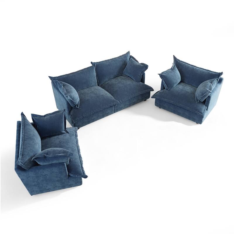 Comfy Cloud Oversized Chenille Modular Sectional Sofa Armchair Set