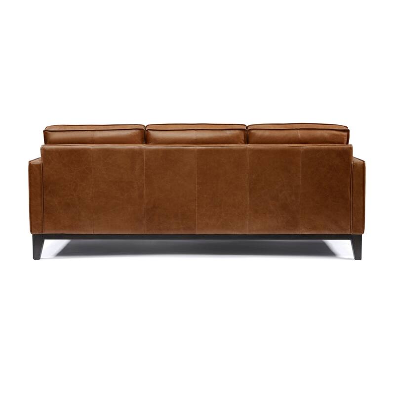 Metropole 100% Top Grain Pull Up Leather Mid-century Sofa - Removable Cushions