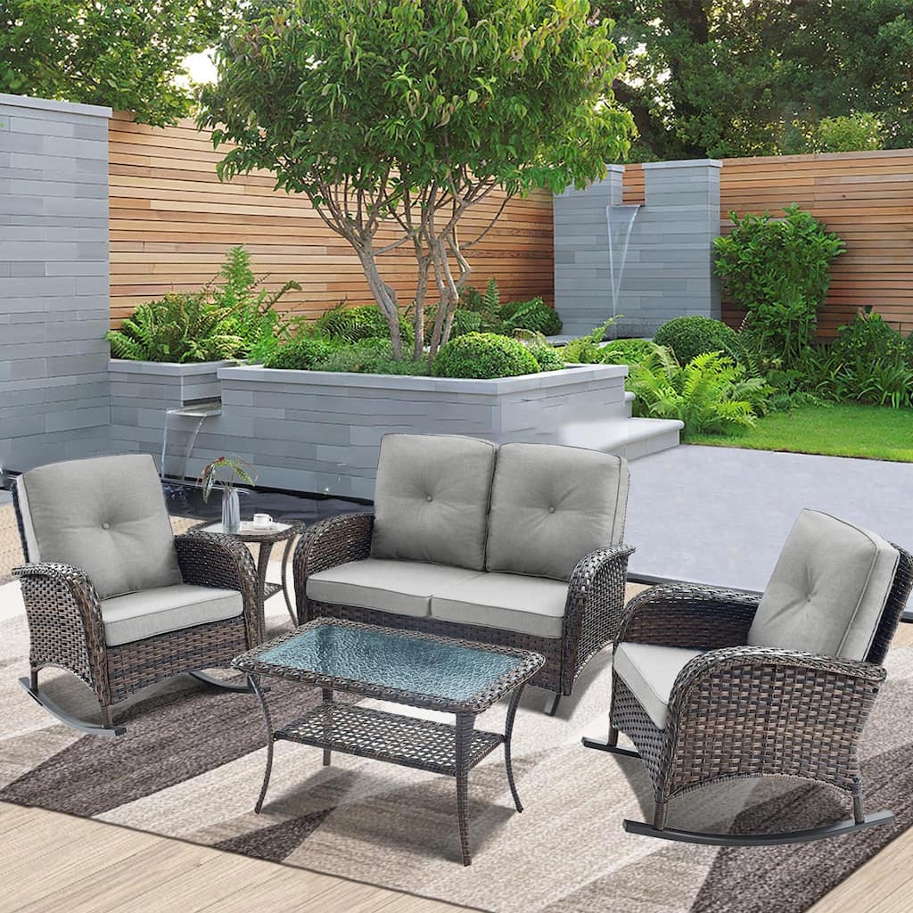 Gymojoy Outdoor Glider Sofa Patio Rocking Chair