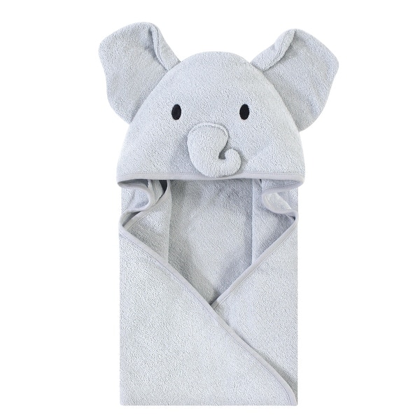 slide 1 of 1, Touched by Nature Baby Unisex Organic Cotton Animal Face Hooded Towels, Gray Elephant, One Size - Gray Elephant - One Size One Size - Gray Elephant