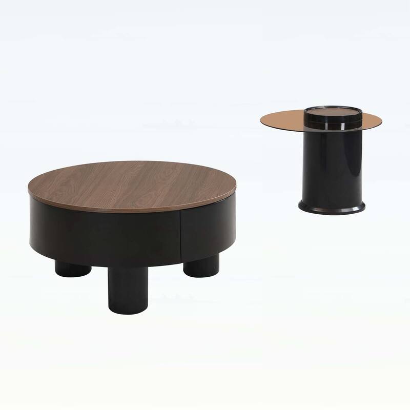 Modern Nesting Coffee Table Set of 2 with Storage,for Living Room