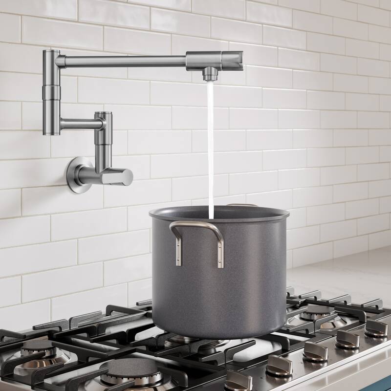 KRAUS Oletto Wall Mount Pot Filler Kitchen Faucet with Retractable Arm