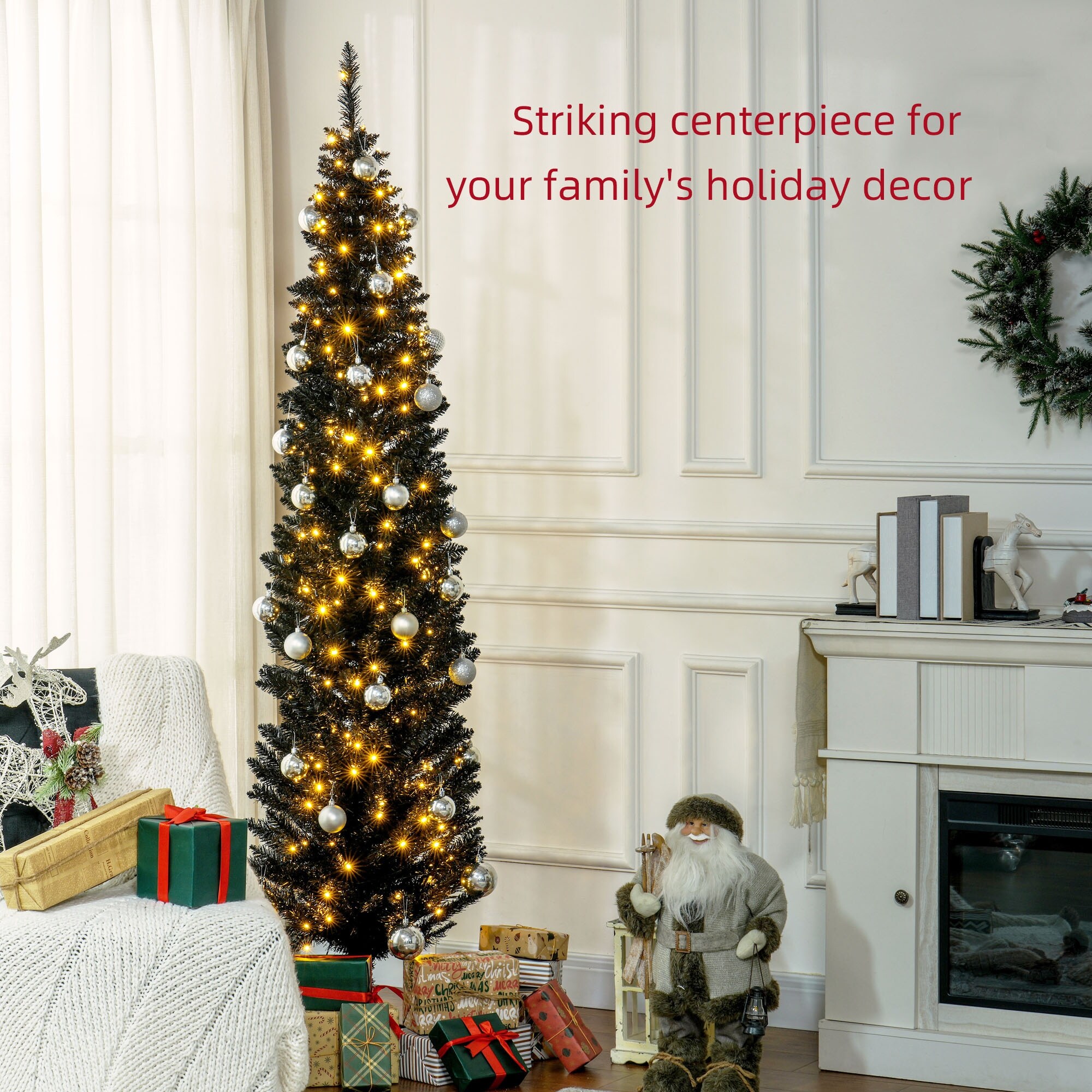 7ft pre lit pencil christmas tree cheap