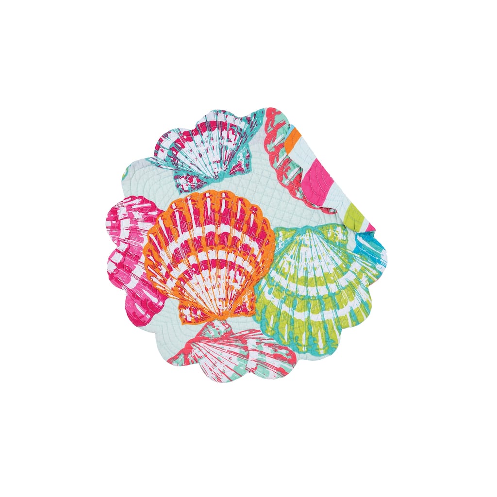 Merritt Island Coastal Sea Life Cotton Quilted Round Reversible Placemat Set of 6 - Set of 6