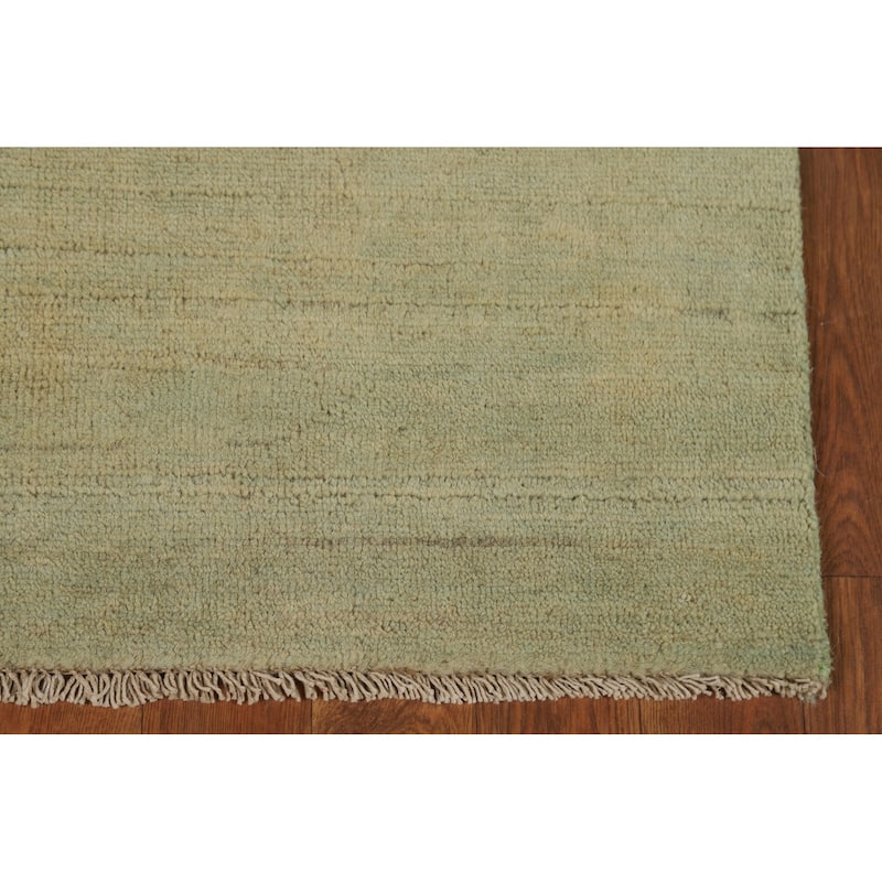 Gabbeh Modern Foyer Rug Handmade Green Accent Wool Carpet - 2'8"x 4'1"