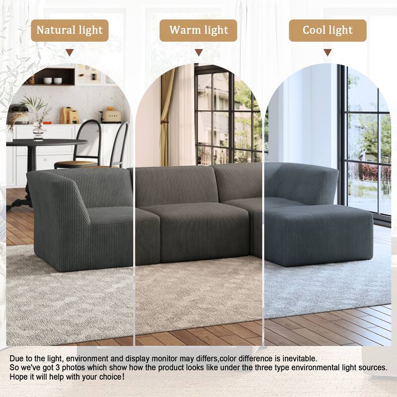 Modern Corduroy Fabric Loveseats Sofa Sectional Sofa