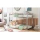 preview thumbnail 4 of 9, Silver Twin over Twin Size Metal Low Bunk Bed with Ladder & Fence