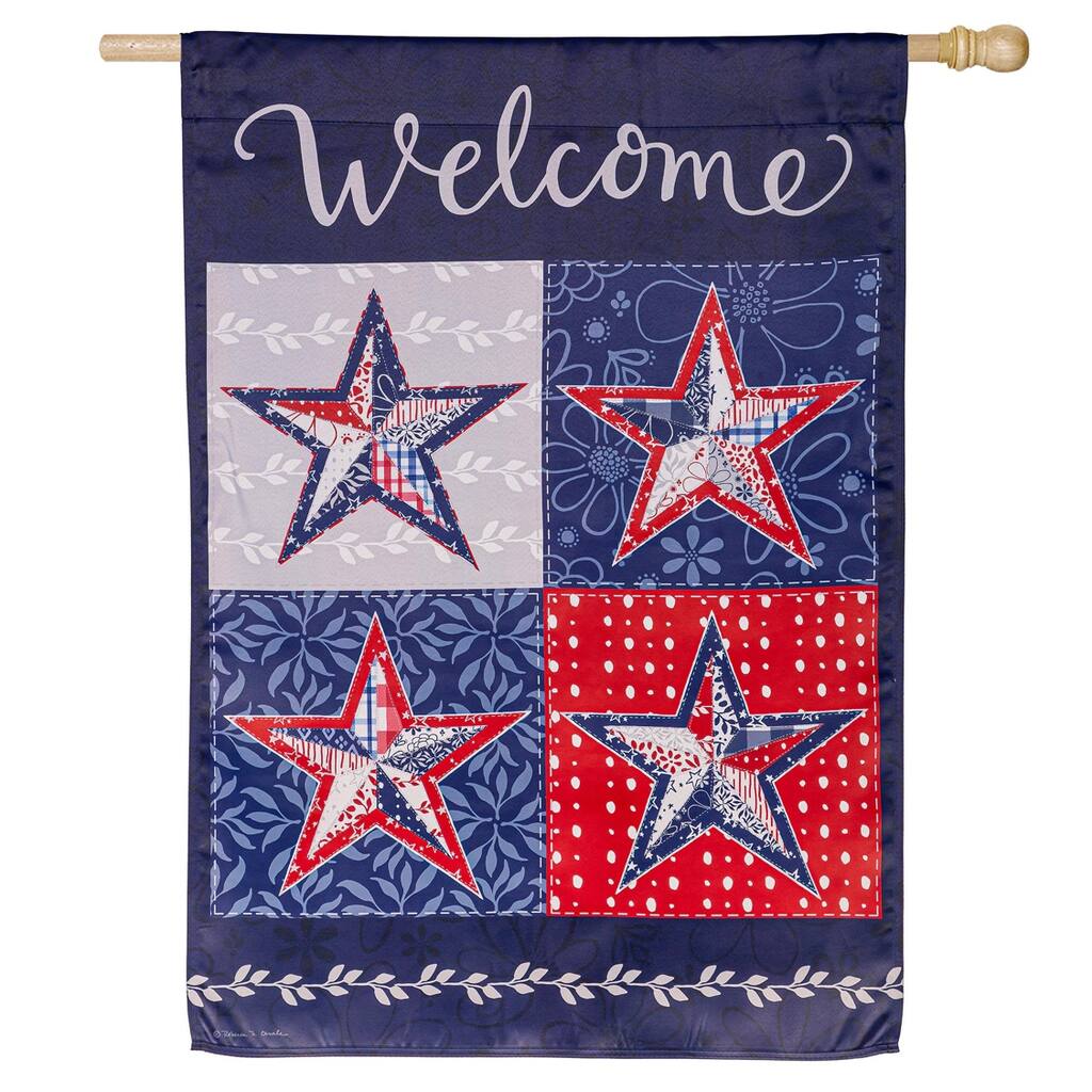 Red, White, and Blue Stars Suede House Flag