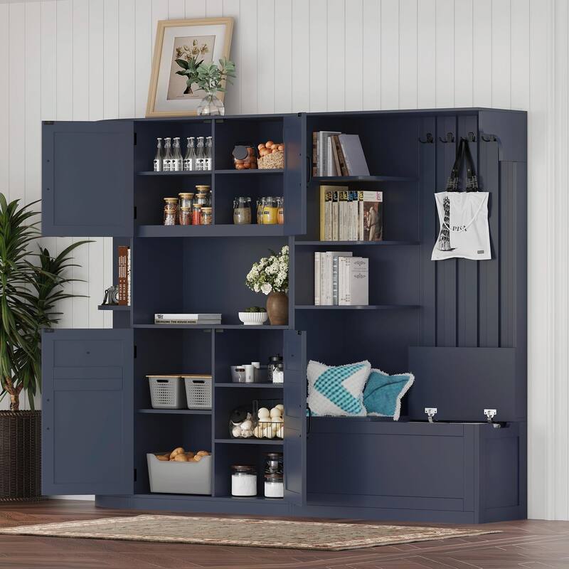 Multifunctional Left-Right Combination Hall Cabinet with Storage and 4 Hooks