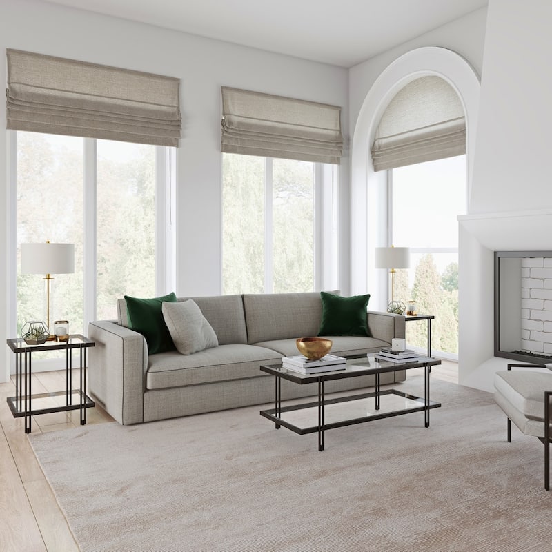 45-inch Glass and Steel Coffee Table with Shelf for Living Room Storage - 45" x 20" x 17"