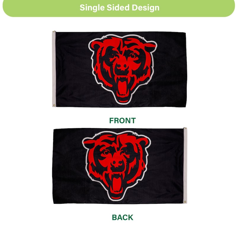 Chicago Bears Single Sided Flag w/ 2 Grommets, 3'x5'