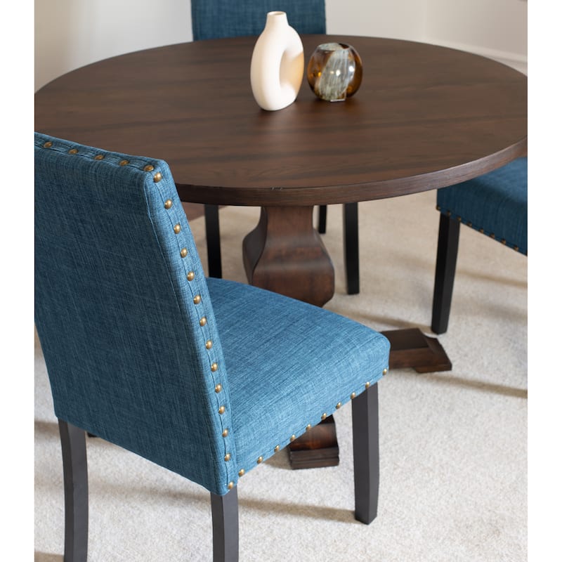 Roundhill Furniture Kohland 5-piece Dining Set, Pedestal Round Table with 4 Stylish Chairs