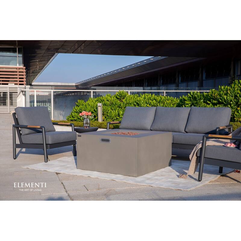 Elementi Rocky 45,000 BTU Concrete Propane Fire Table with Built-In Propane Tank Storage - 43" x 43"