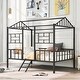 preview thumbnail 14 of 25, Full Size Metal House Bed Frame with Slatted Support Full - Black