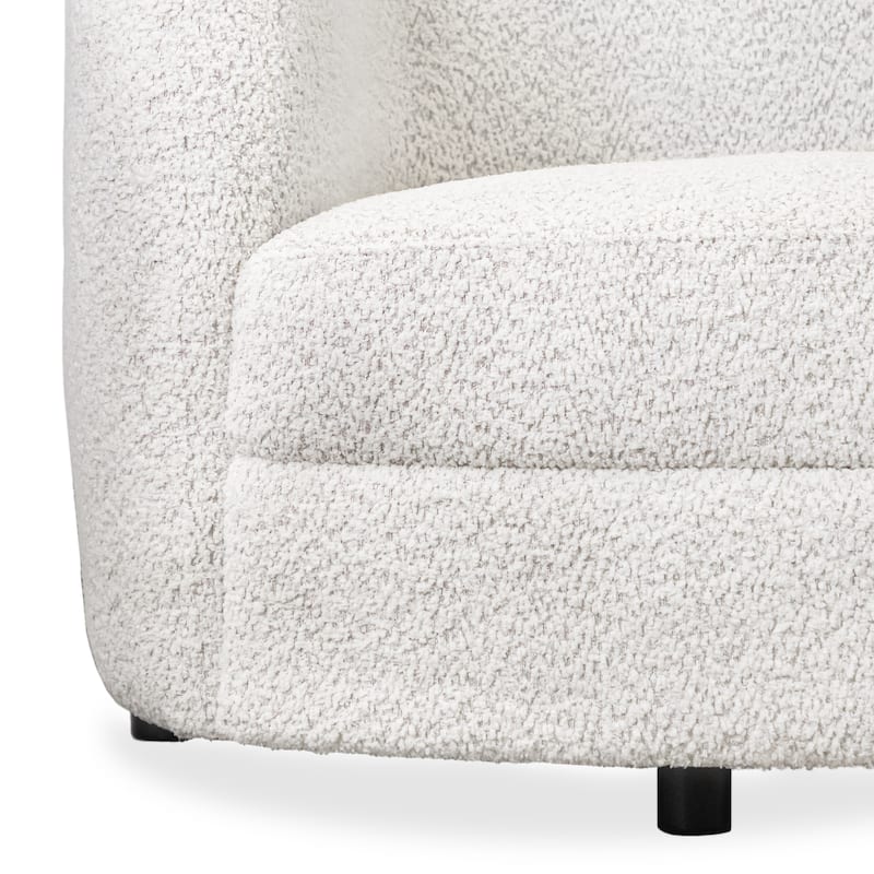 Furniture of America Ophelia Modern Curved Arms Boucle Accent Chair with Kidney Style Seat and Round Wooden Legs