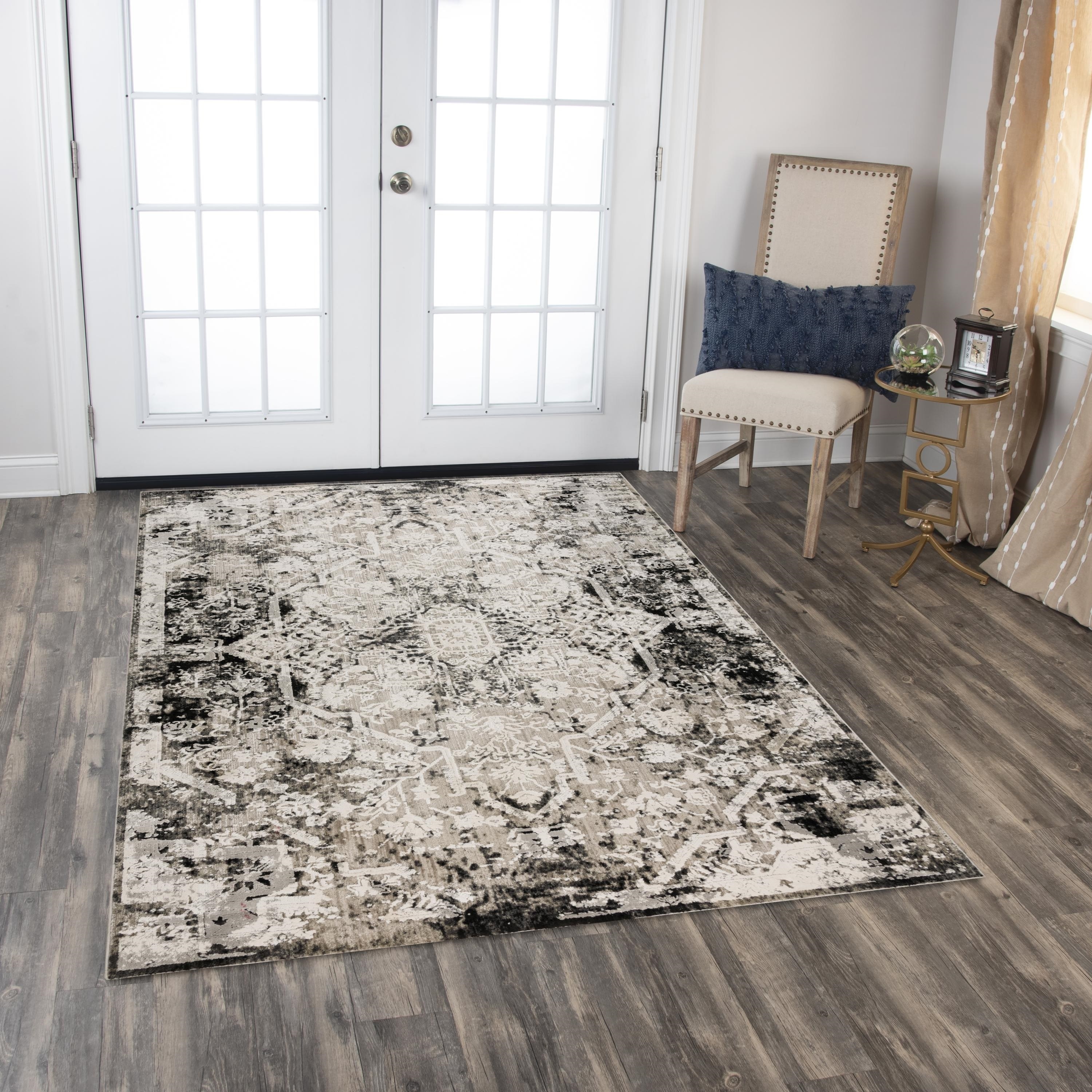 Alora Decor Graystone Medallion Gray and Natural Polyester Area Rug