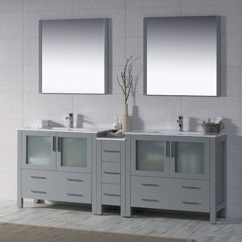 Blossom Sydney 84 Inch Solid Wood Double Sink Vanity with Side Cabinet