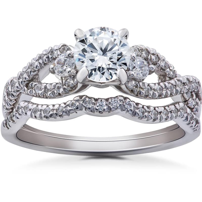 1 1/6ct Diamond Infinity Engagement Wedding Ring Bridal Set White Gold