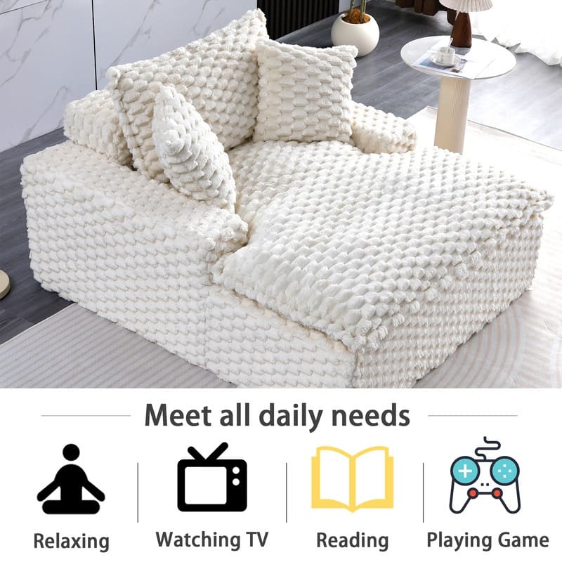 51.2" Corduroy Upholstered Compression Sofa