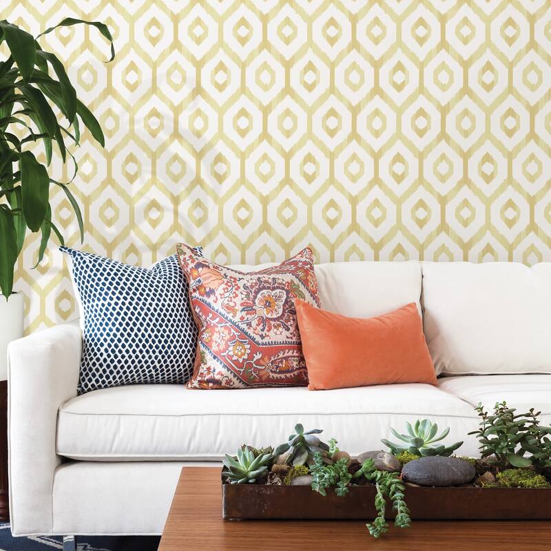 A-Street Prints Lucia Yellow Diamond Wallpaper